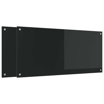 Küchenrückwand 2 pcs Schwarz 110 x 50 cm Gehärtetes Glas