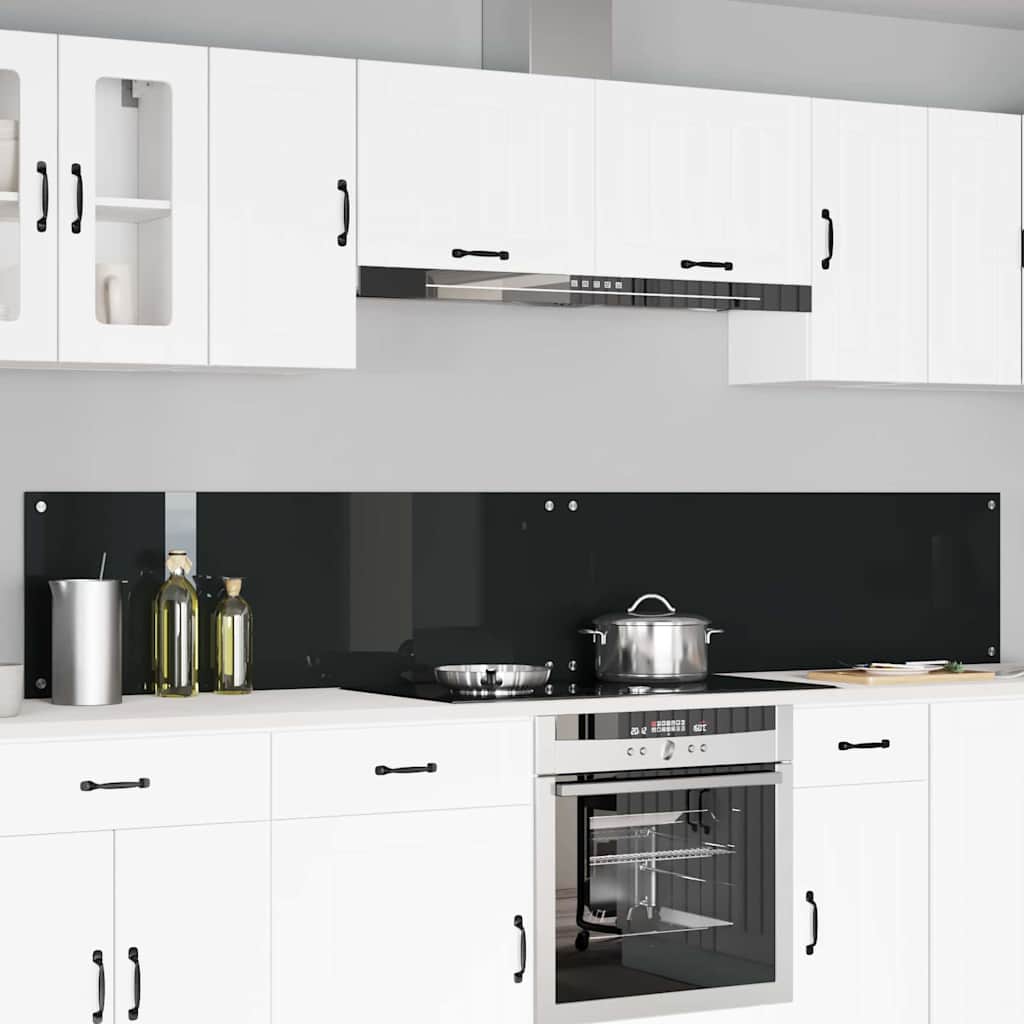 Küchenrückwand 2 pcs Schwarz 120 x 40 cm Gehärtetes Glas
