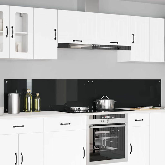 Küchenrückwand 2 pcs Schwarz 120 x 40 cm Gehärtetes Glas