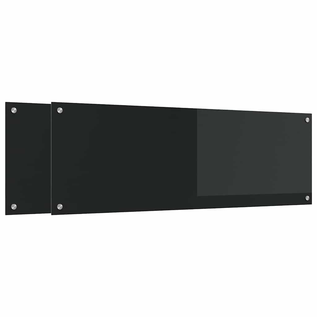 Küchenrückwand 2 pcs Schwarz 120 x 40 cm Gehärtetes Glas
