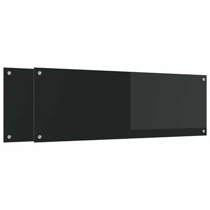 Küchenrückwand 2 pcs Schwarz 120 x 40 cm Gehärtetes Glas