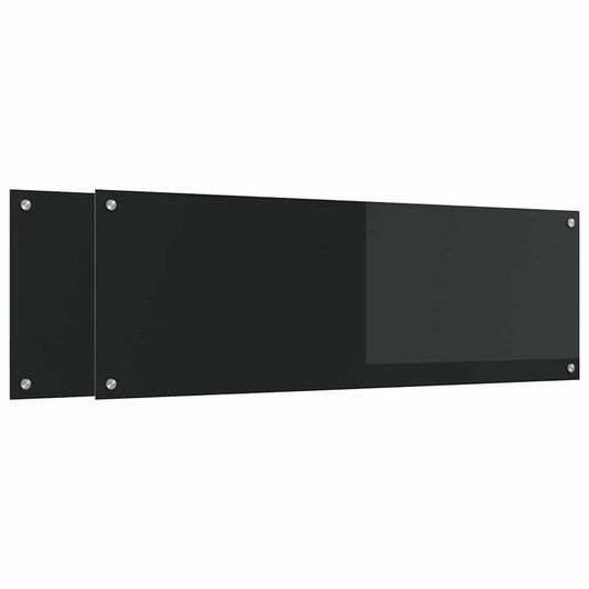 Küchenrückwand 2 pcs Schwarz 120 x 40 cm Gehärtetes Glas
