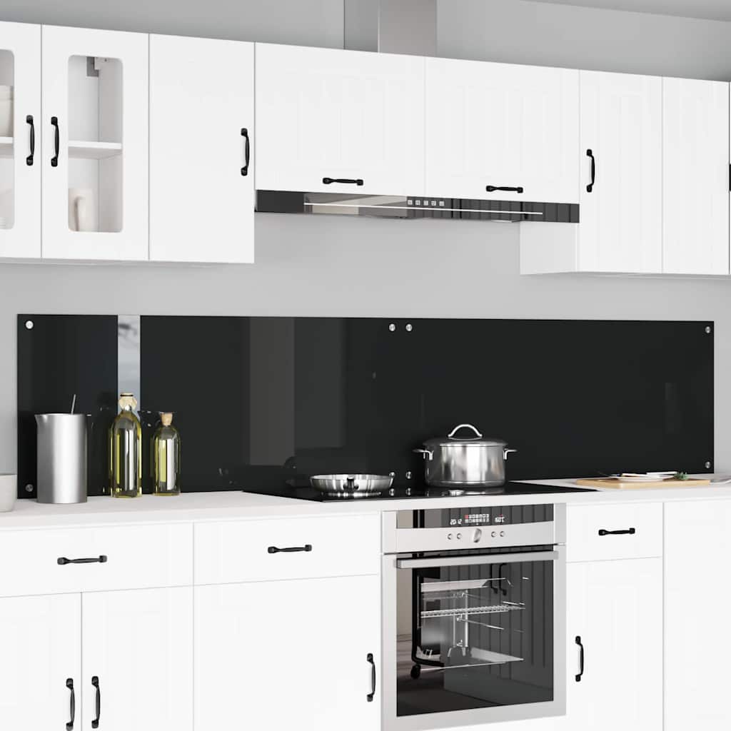 Küchenrückwand 2 pcs Schwarz 120 x 50 cm Gehärtetes Glas