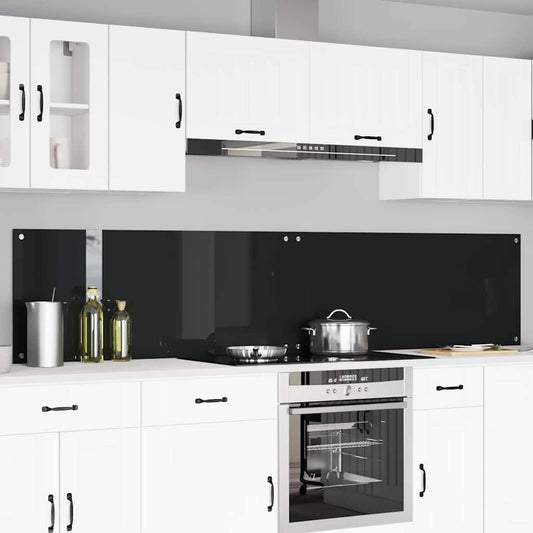 Küchenrückwand 2 pcs Schwarz 120 x 50 cm Gehärtetes Glas