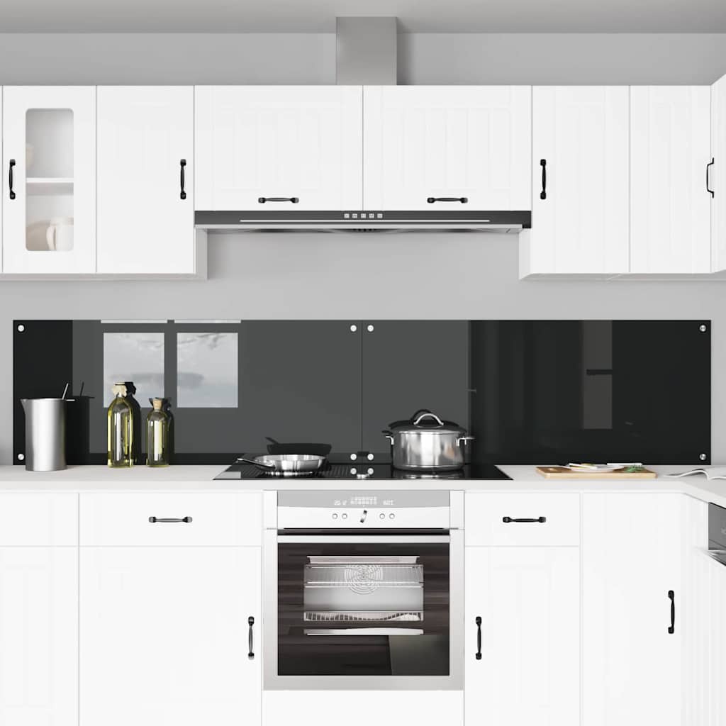 Küchenrückwand 2 pcs Schwarz 120 x 50 cm Gehärtetes Glas