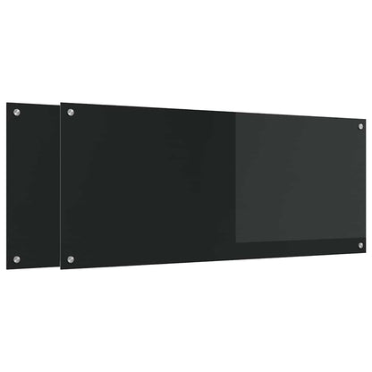 Küchenrückwand 2 pcs Schwarz 120 x 50 cm Gehärtetes Glas