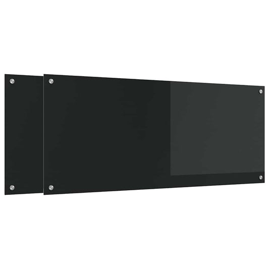 Küchenrückwand 2 pcs Schwarz 120 x 50 cm Gehärtetes Glas