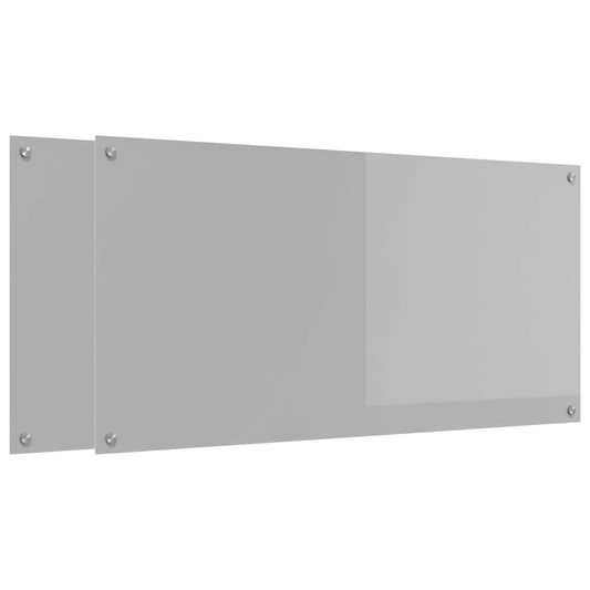 Küchenrückwand 2 pcs Hellgrau 120 x 60 cm Gehärtetes Glas