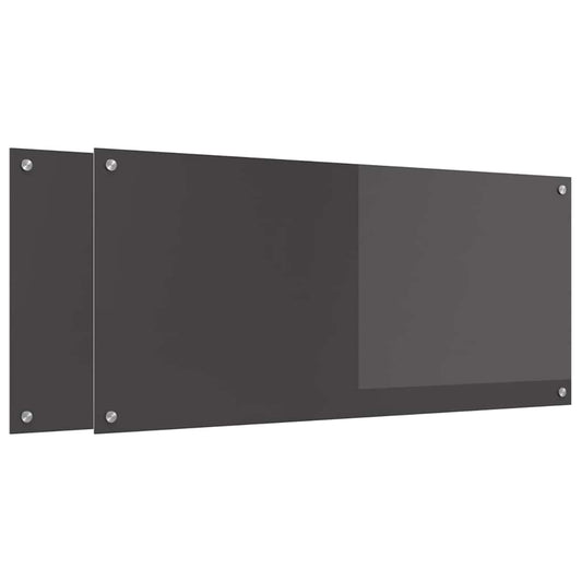 Küchenrückwand 2 pcs Dunkelgrau 110 x 50 cm Gehärtetes Glas