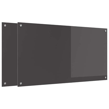 Küchenrückwand 2 pcs Dunkelgrau 110 x 60 cm Gehärtetes Glas