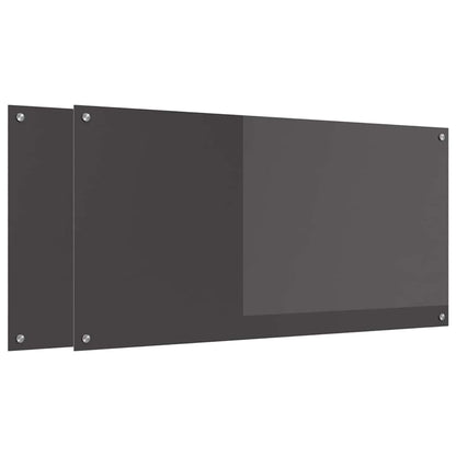 Küchenrückwand 2 pcs Dunkelgrau 120 x 60 cm Gehärtetes Glas