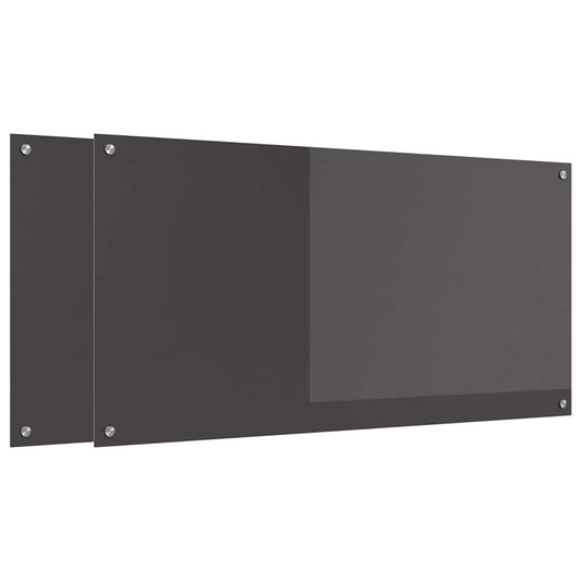 Küchenrückwand 2 pcs Dunkelgrau 120 x 60 cm Gehärtetes Glas