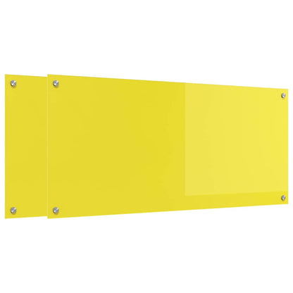 Küchenrückwand 2 pcs Gelb 110 x 50 cm Gehärtetes Glas