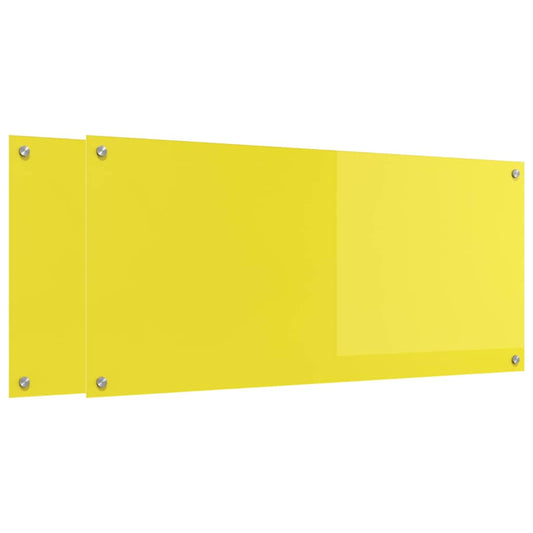 Küchenrückwand 2 pcs Gelb 110 x 50 cm Gehärtetes Glas
