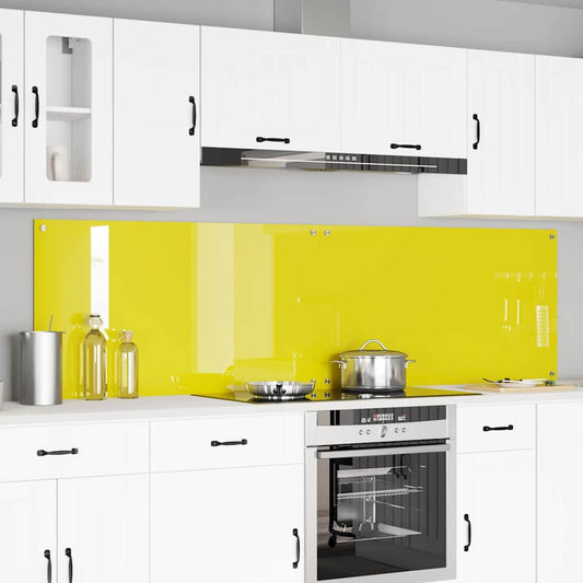 Küchenrückwand 2 pcs Gelb 110 x 60 cm Gehärtetes Glas