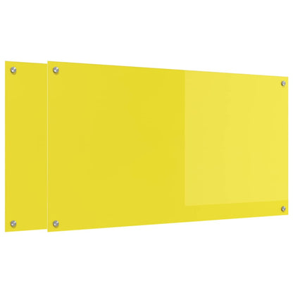 Küchenrückwand 2 pcs Gelb 110 x 60 cm Gehärtetes Glas