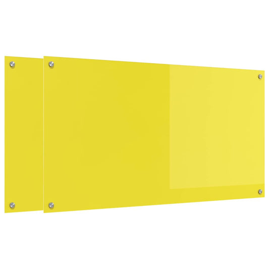 Küchenrückwand 2 pcs Gelb 110 x 60 cm Gehärtetes Glas