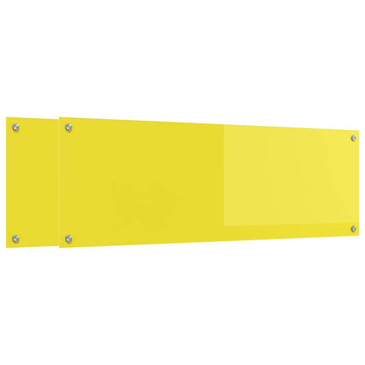 Küchenrückwand 2 pcs Gelb 120 x 40 cm Gehärtetes Glas