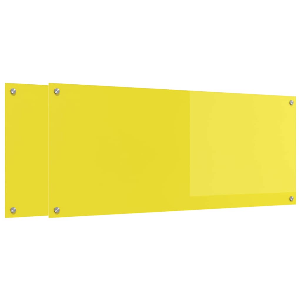Küchenrückwand 2 pcs Gelb 120 x 50 cm Gehärtetes Glas