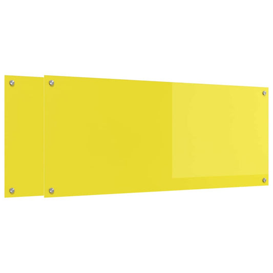 Küchenrückwand 2 pcs Gelb 120 x 50 cm Gehärtetes Glas