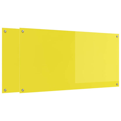 Küchenrückwand 2 pcs Gelb 120 x 60 cm Gehärtetes Glas