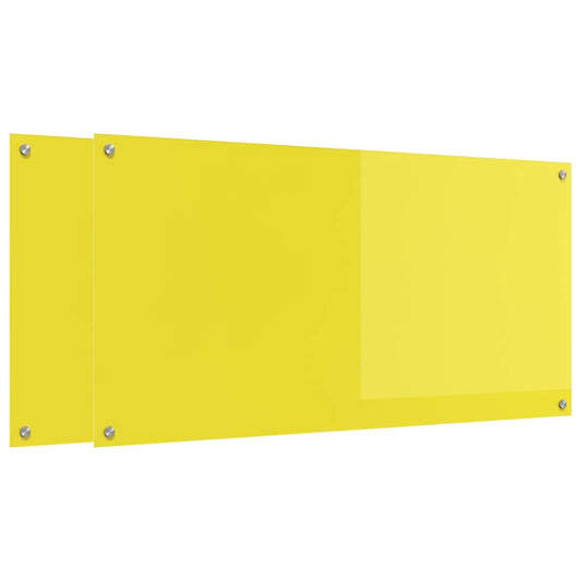 Küchenrückwand 2 pcs Gelb 120 x 60 cm Gehärtetes Glas