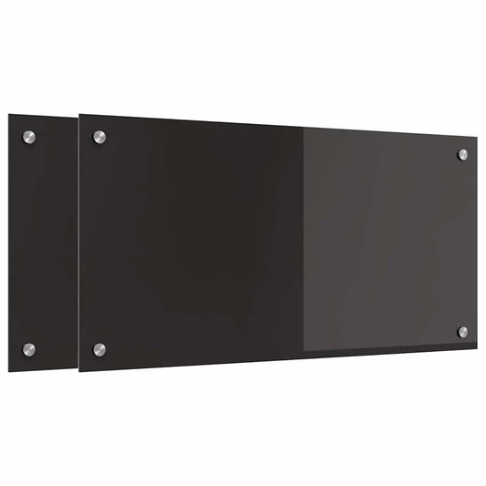 Küchenrückwand Schwarz 80 x 40 x 0.8 cm Gehärtetes Glas