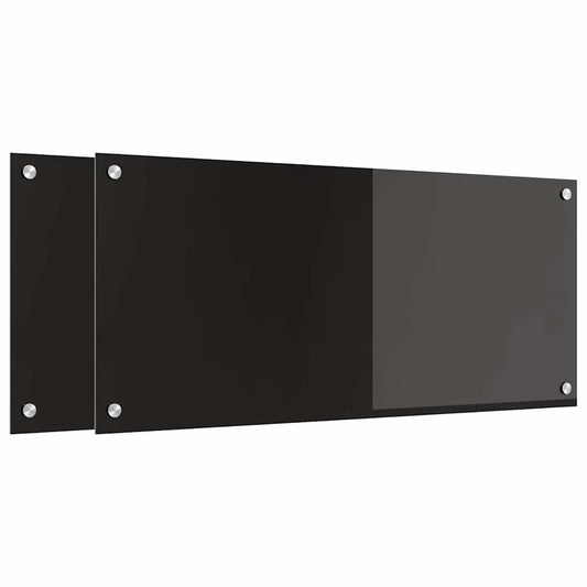 Küchenrückwand Schwarz 90 x 40 x 0.8 cm Gehärtetes Glas