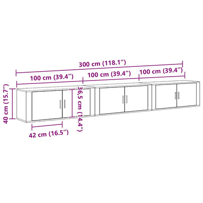 Wand-TV-Schrank Set 3 pcs Altholz 100 x 34,5 x 40 cm