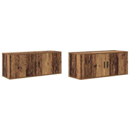 Wand-TV-Schrank Set 2 pcs Altholz 100 x 34,5 x 40 cm