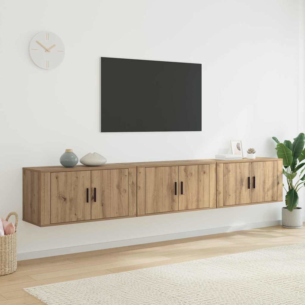 Wand-TV-Schrank Set 3 pcs Artisan-Eiche 80 x 34,5 x 40 cm