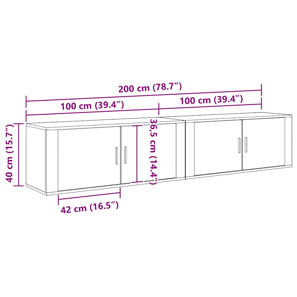 Wand-TV-Schrank Set 2 pcs Artisan-Eiche 100 x 34,5 x 40 cm