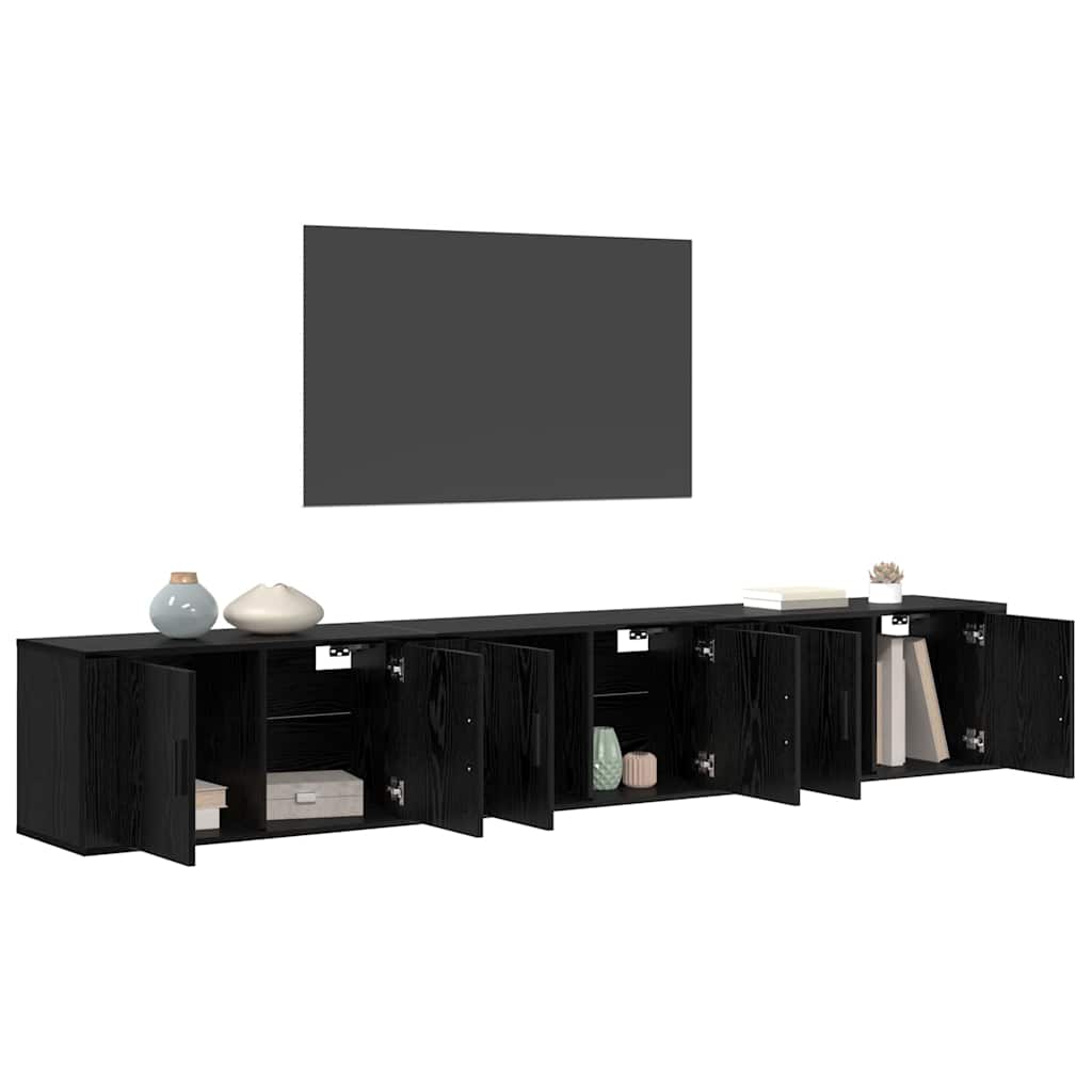 Wand-TV-Schrank Set Wandmontiert 3 pcs Schwarz Eichen-Optik