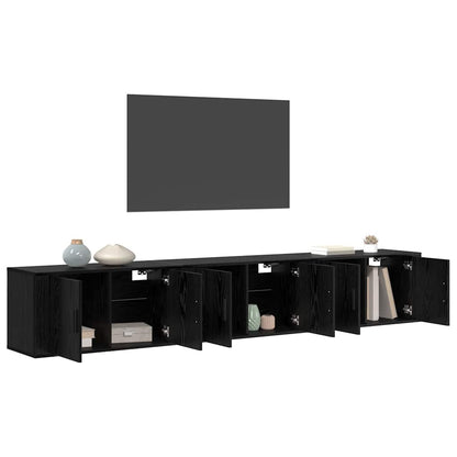 Wand-TV-Schrank Set Wandmontiert 3 pcs Schwarz Eichen-Optik