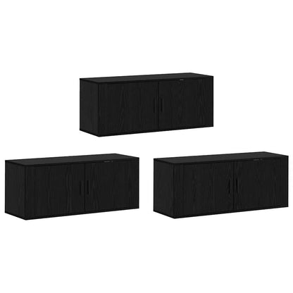 Wand-TV-Schrank Set Wandmontiert 3 pcs Schwarz Eichen-Optik