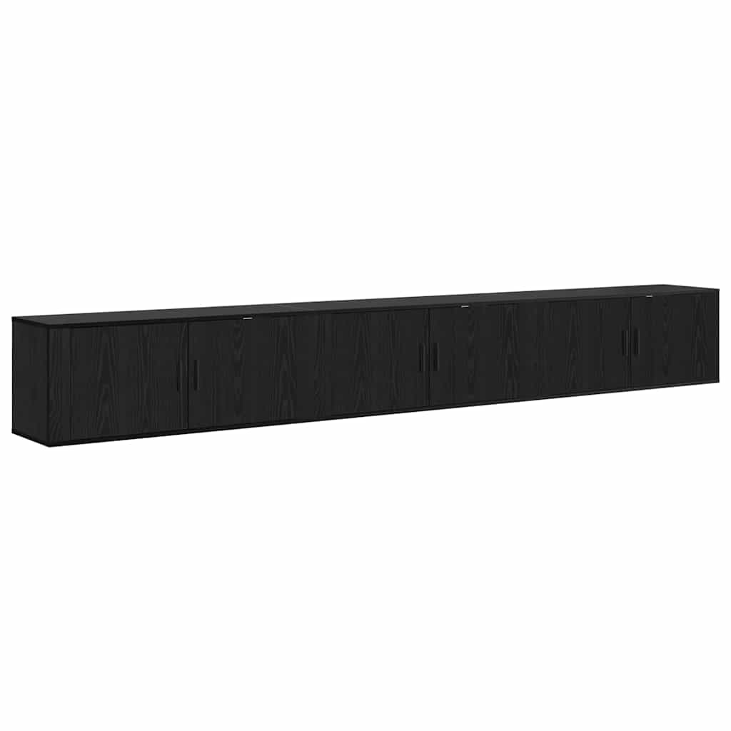 Wand-TV-Schrank Set Wandmontiert 3 pcs Schwarz Eichen-Optik