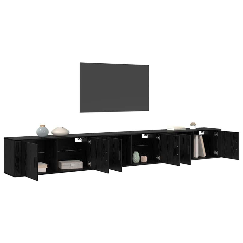 Wand-TV-Schrank Set Wandmontiert 3 pcs Schwarz Eichen-Optik