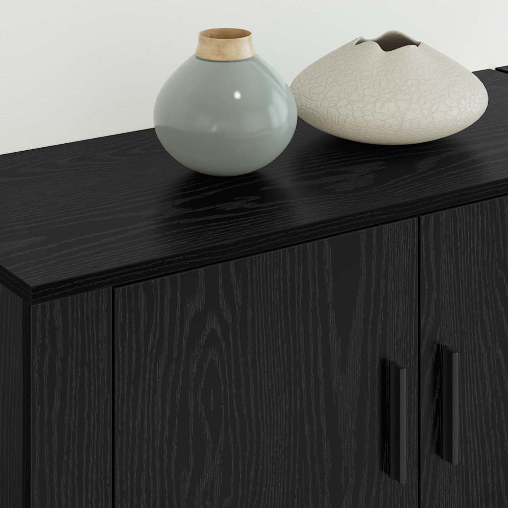 Wand-TV-Schrank Set Wandmontiert 2 pcs Schwarz Eichen-Optik