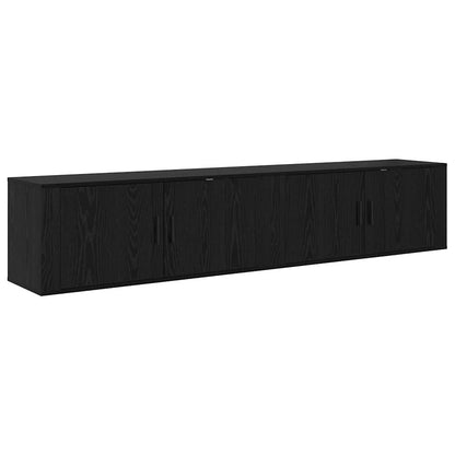 Wand-TV-Schrank Set Wandmontiert 2 pcs Schwarz Eichen-Optik