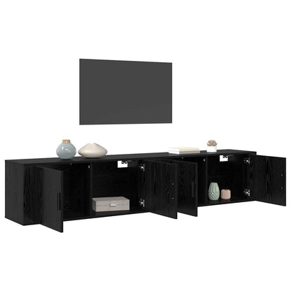 Wand-TV-Schrank Set Wandmontiert 2 pcs Schwarz Eichen-Optik