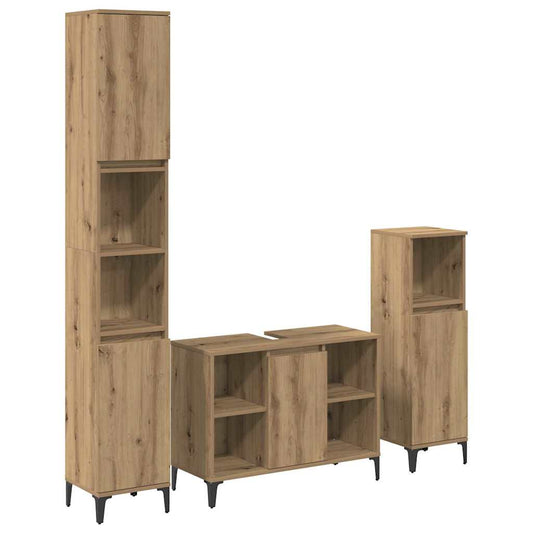 Badezimmermöbel-Set mit Regal 3 pcs Artisan-Eiche Holzwerkstoff