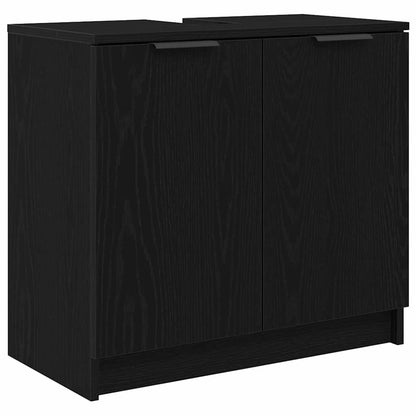 Badezimmerschrank-Set 2 pcs Schwarz Eichen-Optik Holzwerkstoff
