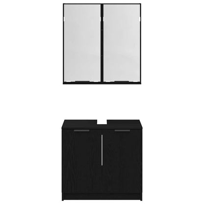 Badezimmerschrank-Set 2 pcs Schwarz Eichen-Optik Holzwerkstoff