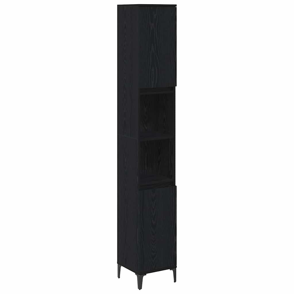 Badezimmermöbel-Set 3 pcs Schwarz Eichen-Optik Holzwerkstoff