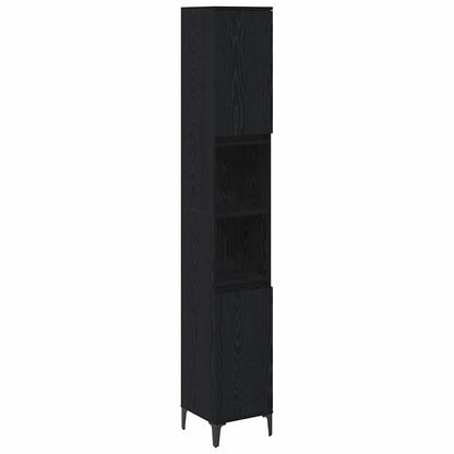 Badezimmermöbel-Set 3 pcs Schwarz Eichen-Optik Holzwerkstoff