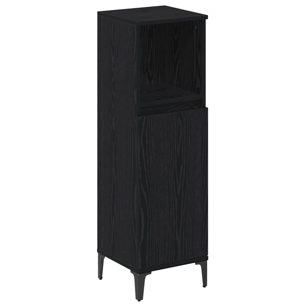 Badezimmermöbel-Set 3 pcs Schwarz Eichen-Optik Holzwerkstoff