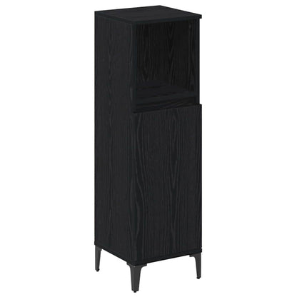 Badezimmermöbel-Set 3 pcs Schwarz Eichen-Optik Holzwerkstoff