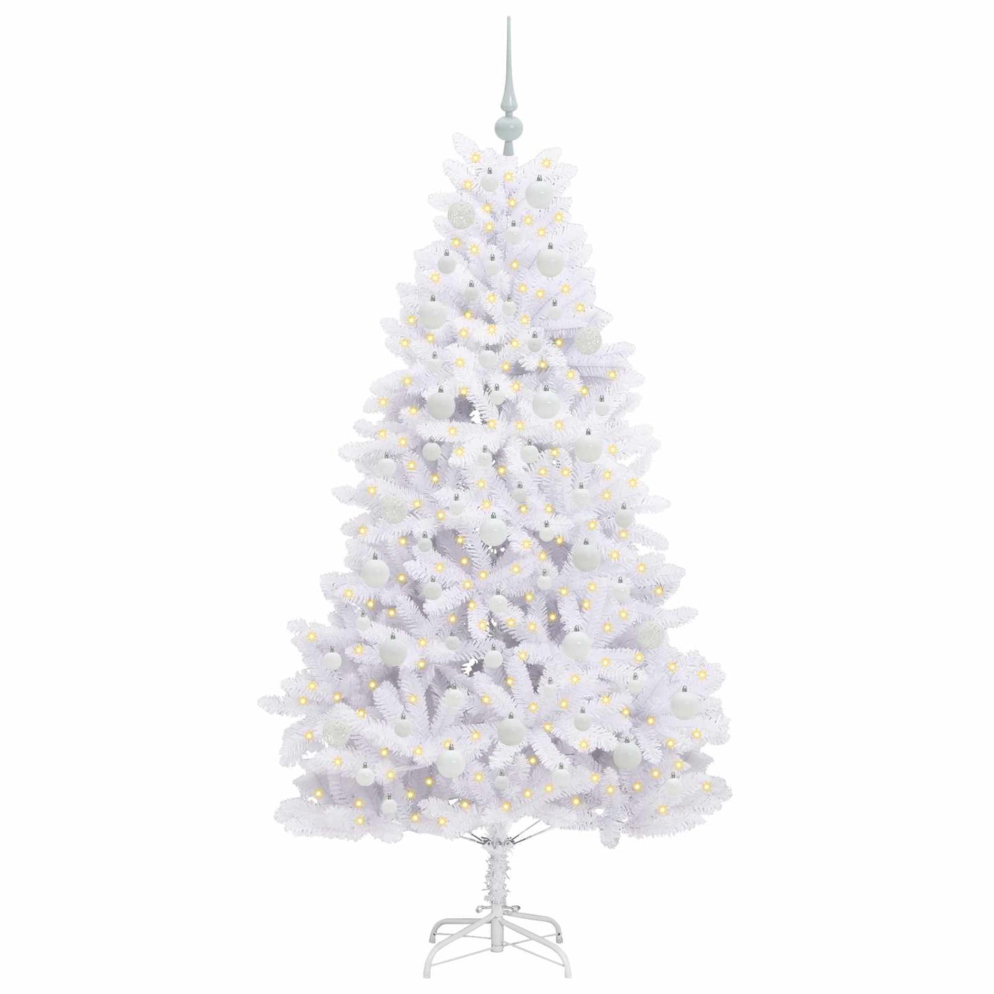 Künstlicher klappbarer Weihnachtsbaum Weiß 180 cm PVC und Stahl