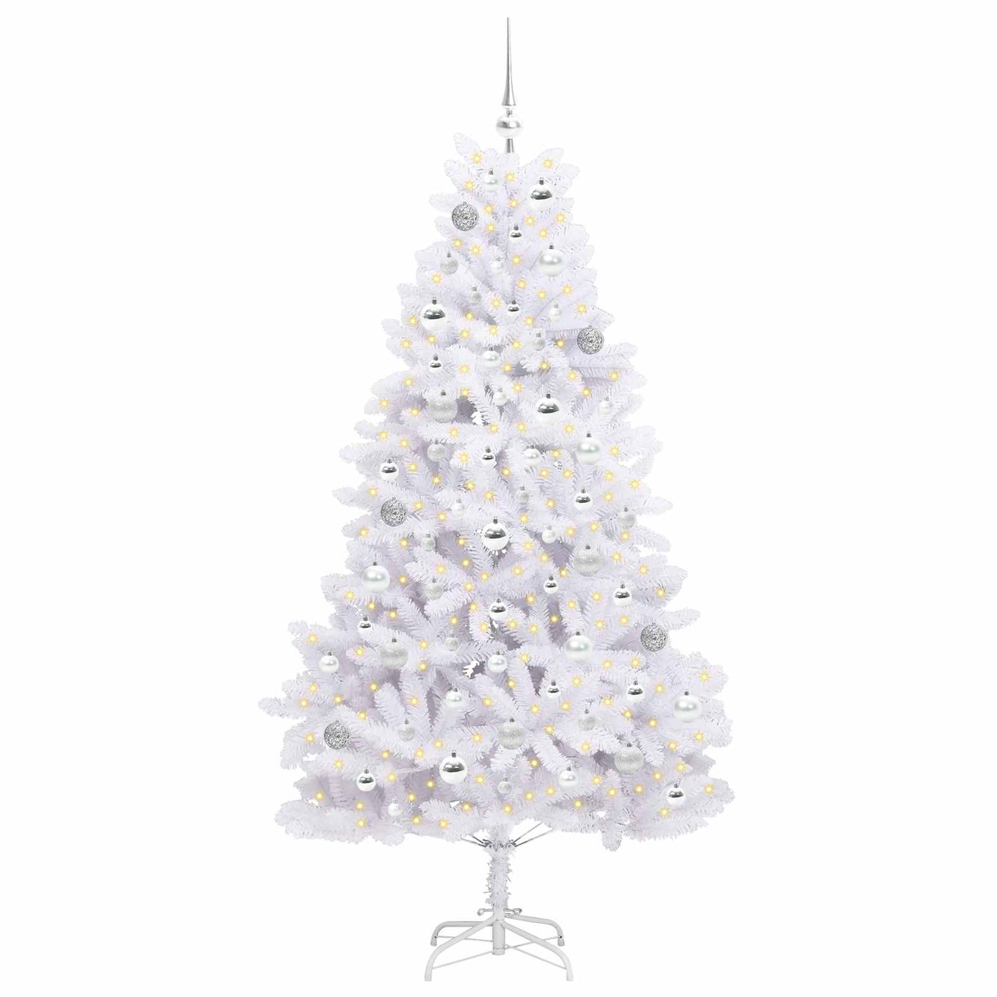 Künstlicher klappbarer Weihnachtsbaum Weiß 180 cm PVC und Stahl