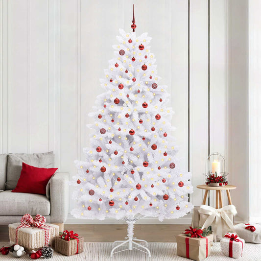 Künstlicher klappbarer Weihnachtsbaum Weiß 240 cm PVC und Stahl